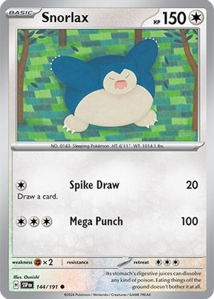 Image of Snorlax 144/191  - Reverse Holofoil SV08 Surging Sparks - Common